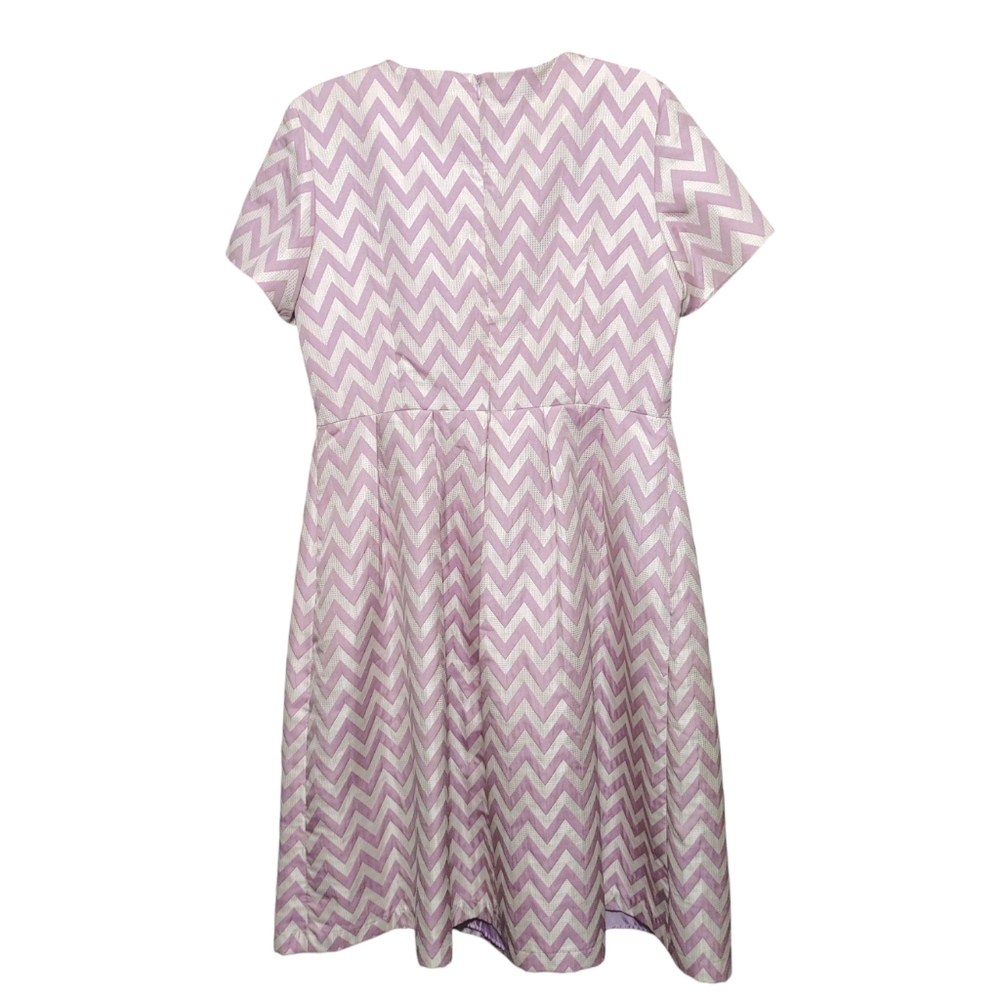 Chancele Pastel Purple Chevron Striped Short Sleeve Church Dress Women's Size 14 - Picture 2 of 7